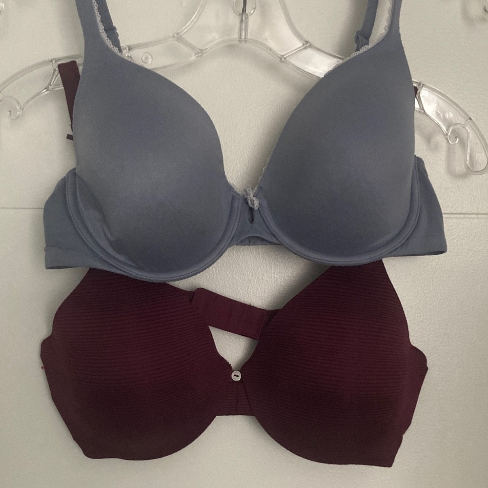 Victoria's Secret Blue and Hanes Burgundy- bundle of two bras